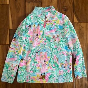 Lilly Pulitzer Girl's Long Sleeve Half Zip Pullover Shirt Size XL XLarge 12-14